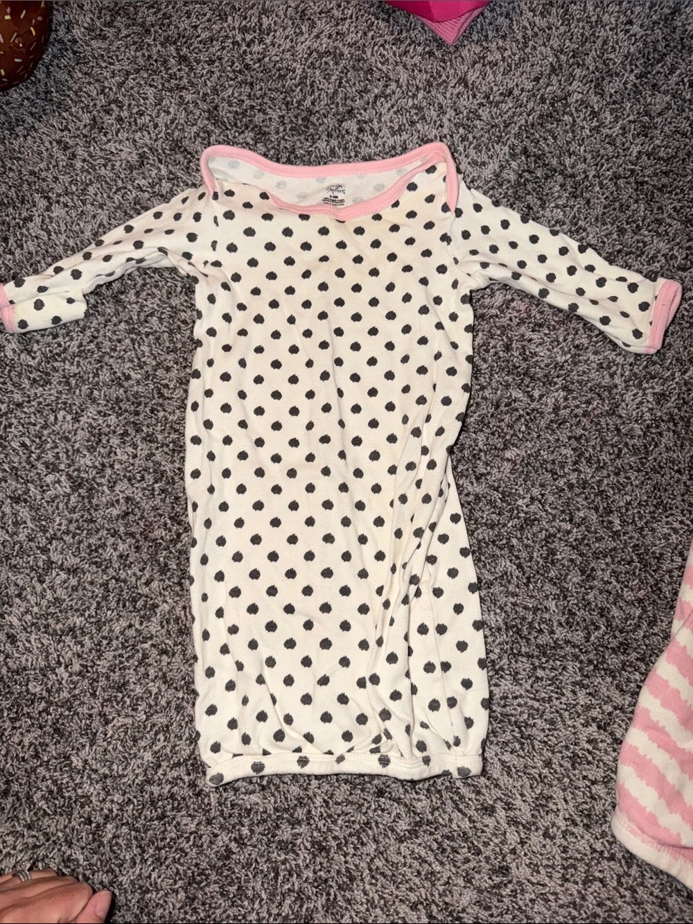 Kids Long Sleeve Pink & White Striped Sleep Tee - Unbranded